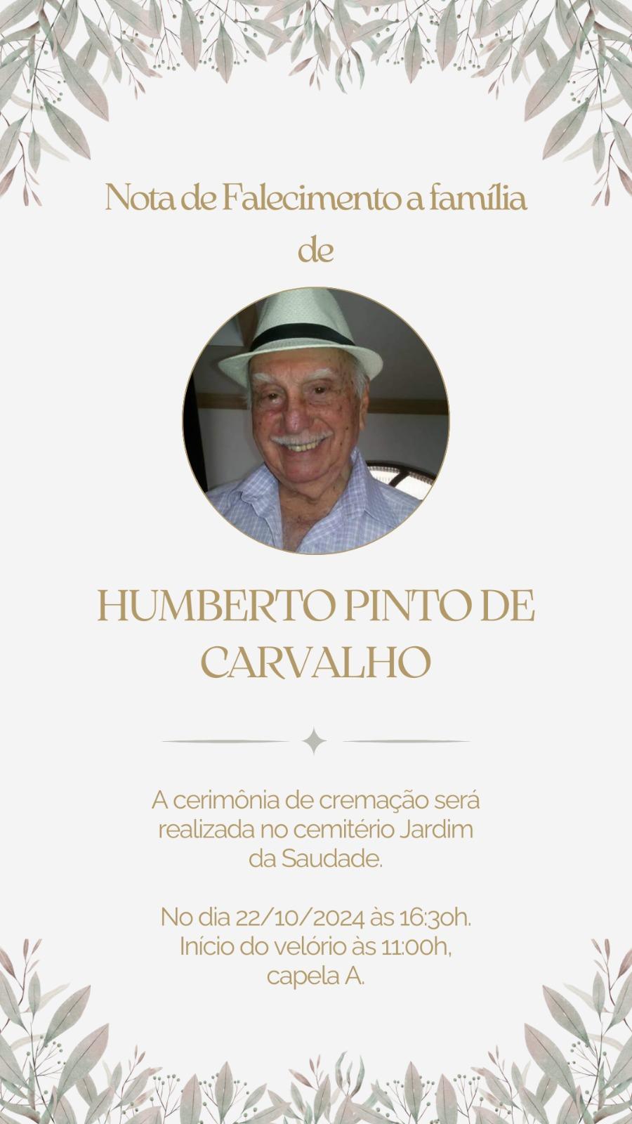 Nota de Falecimento - Humberto Pinto de Carvalho